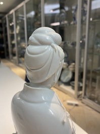 A Chinese Dehua blanc de Chine figure of Guanyin, Boji Yuren mark, 18/19th C.