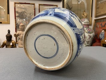 A Chinese blue and white 'Three friends of winter' jar, Kangxi