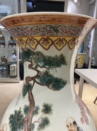 A large Chinese famille rose 'immortals' vase, Republic