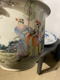 Three Chinese famille rose vases and a jardini&egrave;re, 19th C.
