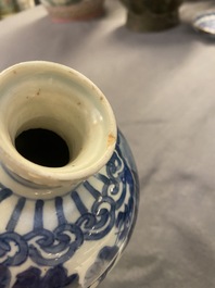 A Chinese blue and white 'meiping' vase with cranes, Wanli