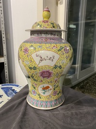 Two Chinese famille rose vases and a fish bowl, Republic