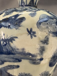 A Chinese blue and white 'meiping' vase with cranes, Wanli