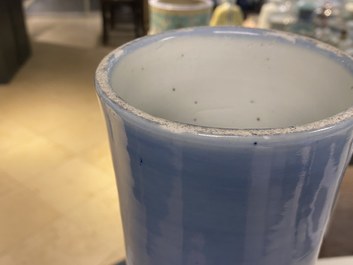 A large Chinese monochrome 'tianqiu ping' claire de lune vase, 19th C.