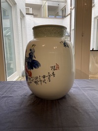 A Chinese floral vase, signed Wang En Huai, dated 1997