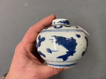 A Chinese blue and white 'carps' vase, Wanli