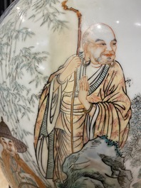 A large Chinese famille rose 'immortals' vase, Republic