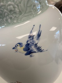 A Chinese floral vase, signed Wang En Huai, dated 1997