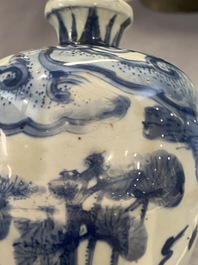 A Chinese blue and white 'meiping' vase with cranes, Wanli