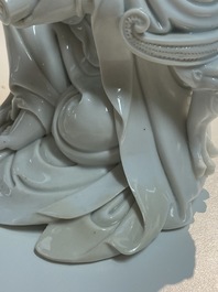 A Chinese Dehua blanc de Chine figure of Guanyin, Boji Yuren mark, 18/19th C.