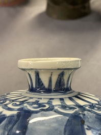 A Chinese blue and white 'meiping' vase with cranes, Wanli