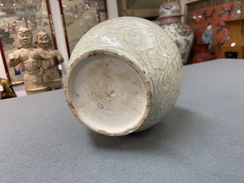 A Chinese qingbai vase with incised floral design, Song