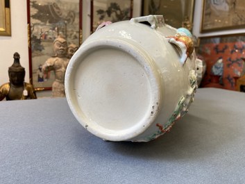 A Chinese famille rose vase with applied 'antiquities' design, Yongzheng