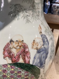 A large Chinese famille rose 'immortals' vase, Republic
