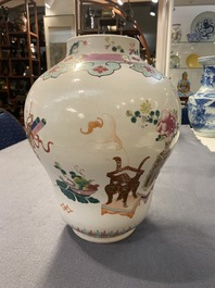 A Chinese famille rose 'antiquities' vase, Qianlong