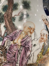 A large Chinese famille rose 'immortals' vase, Republic