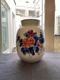 A Chinese floral vase, signed Wang En Huai, dated 1997