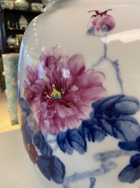 A Chinese floral vase, signed Wang En Huai, dated 1997