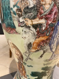 A large Chinese famille rose 'immortals' vase, Republic