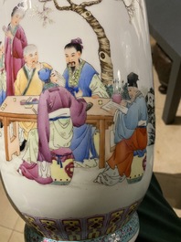Drie Chinese famille rose vazen, Qianlong merken, Republiek
