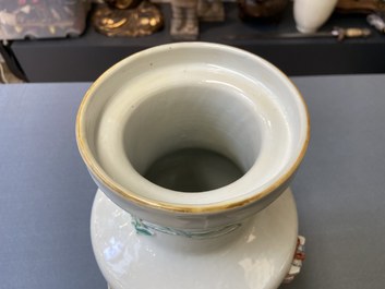 A Chinese famille rose vase with applied 'antiquities' design, Yongzheng