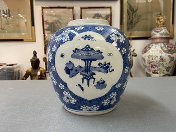 A Chinese blue and white 'antiquities' jar, Kangxi