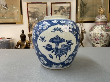 A Chinese blue and white 'antiquities' jar, Kangxi