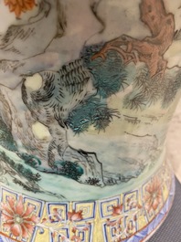 A large Chinese famille rose 'immortals' vase, Republic