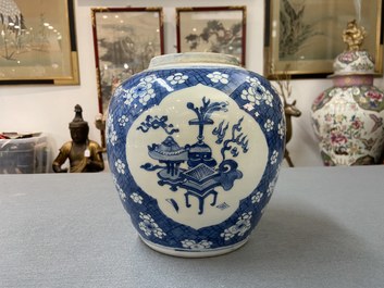 A Chinese blue and white 'antiquities' jar, Kangxi