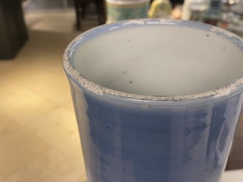 A large Chinese monochrome 'tianqiu ping' claire de lune vase, 19th C.