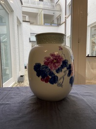 A Chinese floral vase, signed Wang En Huai, dated 1997