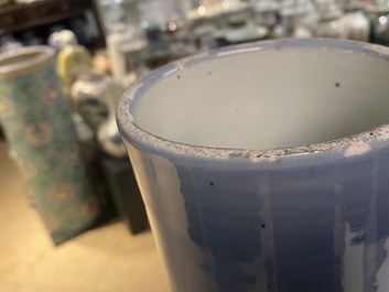 A large Chinese monochrome 'tianqiu ping' claire de lune vase, 19th C.