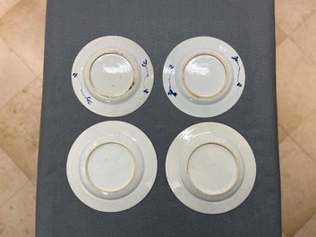 Six Chinese famille rose plates and a pair of blue and white plates, Kangxi/Qianlong