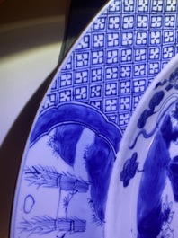A Chinese blue and white 'musicians' dish, Kangxi