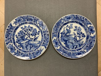 Zes Chinese blauw-witte schotels, Kangxi