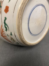 A pair of Chinese famille verte jars and covers, Kangxi
