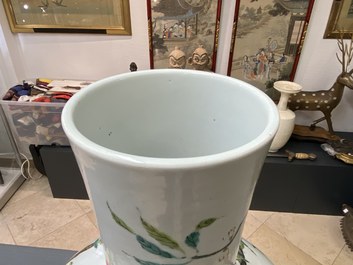 A Chinese famille rose 'tianqiu ping' 'nine peaches' vase, Qianlong mark, 20th C.
