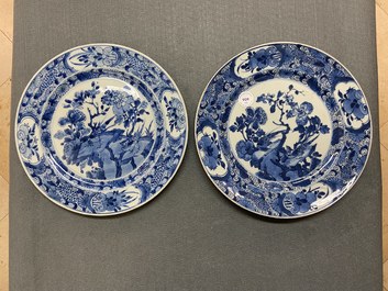 Zes Chinese blauw-witte schotels, Kangxi