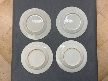 Six Chinese famille rose plates and a pair of blue and white plates, Kangxi/Qianlong
