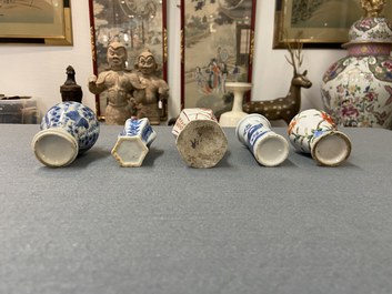 Ten mostly Chinese blue and white, famille rose and Imari-style vases, Kangxi and later
