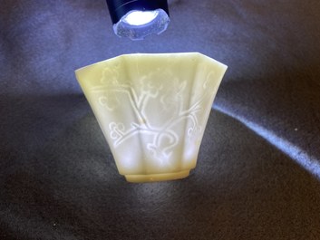 An octagonal Chinese Dehua bowl with incised floral design, Kangxi