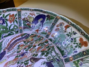 A Chinese famille verte 'mythical beasts' dish, Kangxi