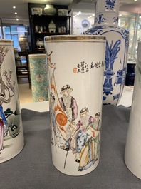 Three Chinese qianjiang cai hat stands, 19/20th C.