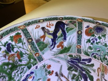 A Chinese famille verte 'mythical beasts' dish, Kangxi