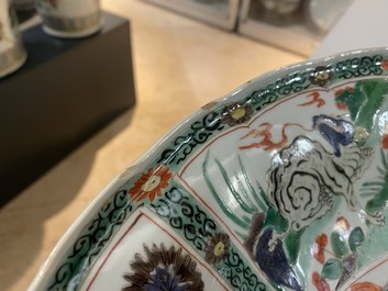 A Chinese famille verte 'mythical beasts' dish, Kangxi