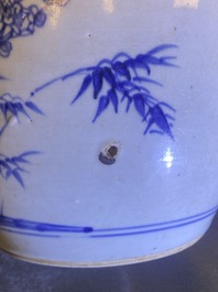A Chinese blue and white 'Three friends of winter' jar, Kangxi