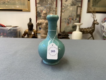A Chinese robin's egg-glazed bottle vase, Qianlong mark, 19/20th C.