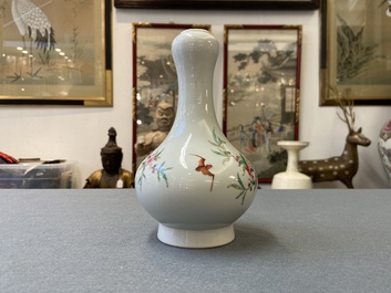 A Chinese famille rose 'peaches' bottle vase, 'Dun mu tang zhi' mark, Republic