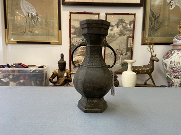 A Chinese archaic bronze vase, Xuande mark, Ming