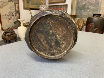 An unusual Chinese zoomorphic bronze vase, 'Zun', Kangxi